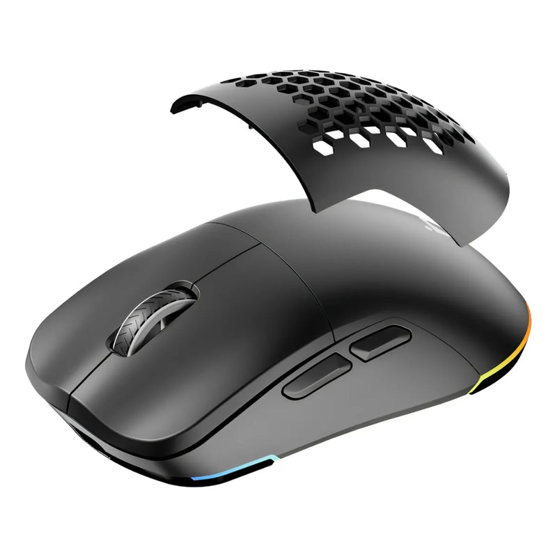 Mouse Sem Fio Gamer Basike Ba MOU338 Bluetooth 5.1 2.4ghz 12.800dpi 10 metros de alcance Com RGB Recarregável Ergonômico