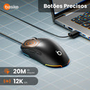 Mouse Sem Fio Gamer Basike Ba MOU338 Bluetooth 5.1 2.4ghz 12.800dpi 10 metros de alcance Com RGB Recarregável Ergonômico