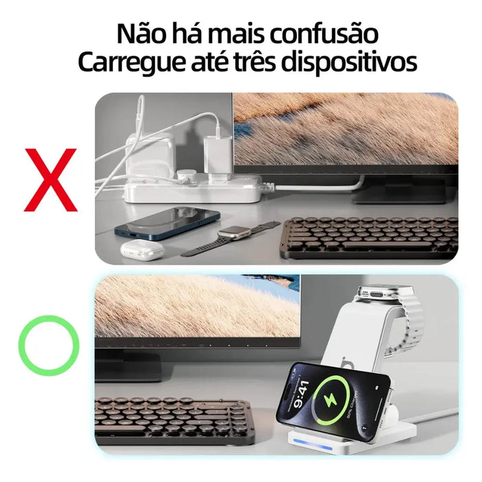 Carregador Por Indução 3 em 1 Basike Ba WXC 012 15W Rápido - Basike Brasil Oficial