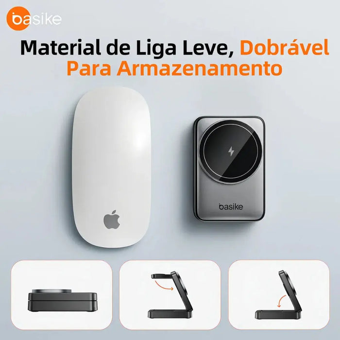 Carregador Por Indução 3 em 1 Basike Ba WXC 148 15W Compativel com Magsafe Dobrável - Basike Brasil Oficial
