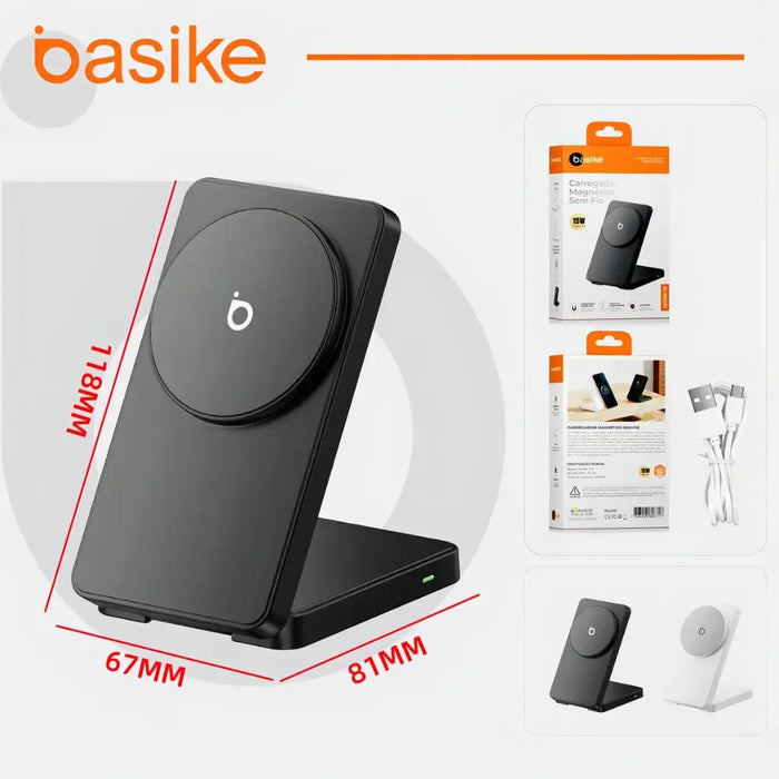 Carregador por Indução 3 em 1 Basike Ba WXC 290 15W Suporte Magnético Rápido Drobrável - Basike Brasil Oficial