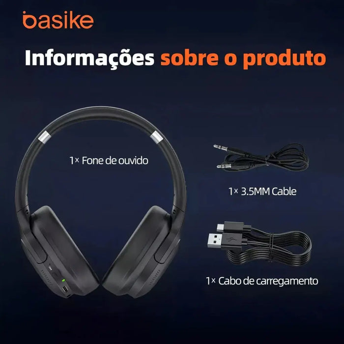 Fone De Ouvido Basike Ba FON 20420 HeadSet Bluetooth Com Redução de Ruído ANC HIFI Com Microfone - Basike Brasil Oficial