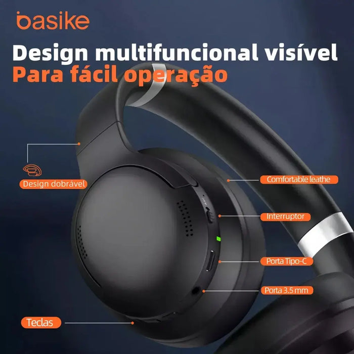 Fone De Ouvido Basike Ba FON 20420 HeadSet Bluetooth Com Redução de Ruído ANC HIFI Com Microfone - Basike Brasil Oficial