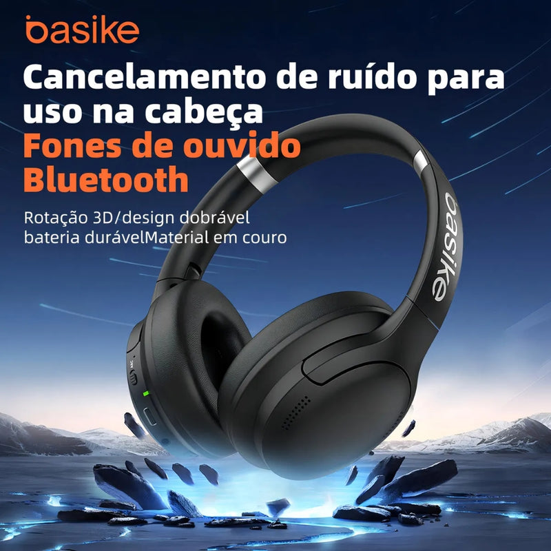 Fone De Ouvido Basike Ba FON 20420 HeadSet Bluetooth Com Redução de Ruído ANC HIFI Com Microfone