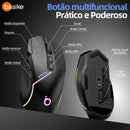 Mouse Gamer Basike Ba MOU 339 Sem fio Bluetooth Wirelles ou Cabo C Recarregável Com RGB 12.800DPI