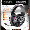 Headset Gamer Basike Ba FON 317 Boreas V2 Conexão Tripla Sem Fio Surround RGB Bateria 20 H
