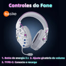 Headset Gamer Basike Ba FON 317 Boreas V2 Conexão Tripla Sem Fio Surround RGB Bateria 20 H