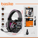 Headset Gamer Basike Ba FON 317 Boreas V2 Conexão Tripla Sem Fio Surround RGB Bateria 20 H