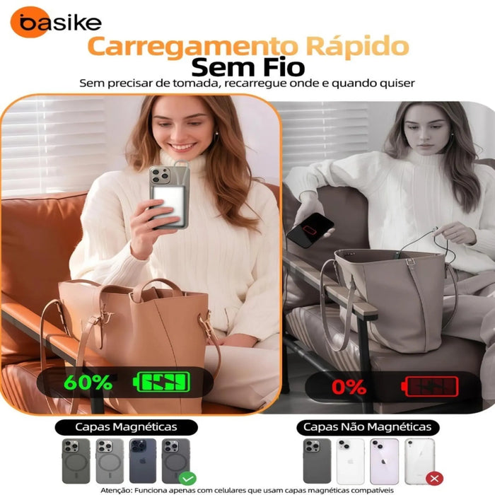 Powe Bank Basike B 205 10.000mAh Carregador Portátil Indução 22.5W - Basike Brasil Oficial