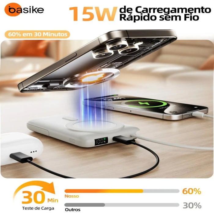 Powe Bank Basike B 205 10.000mAh Carregador Portátil Indução 22.5W - Basike Brasil Oficial