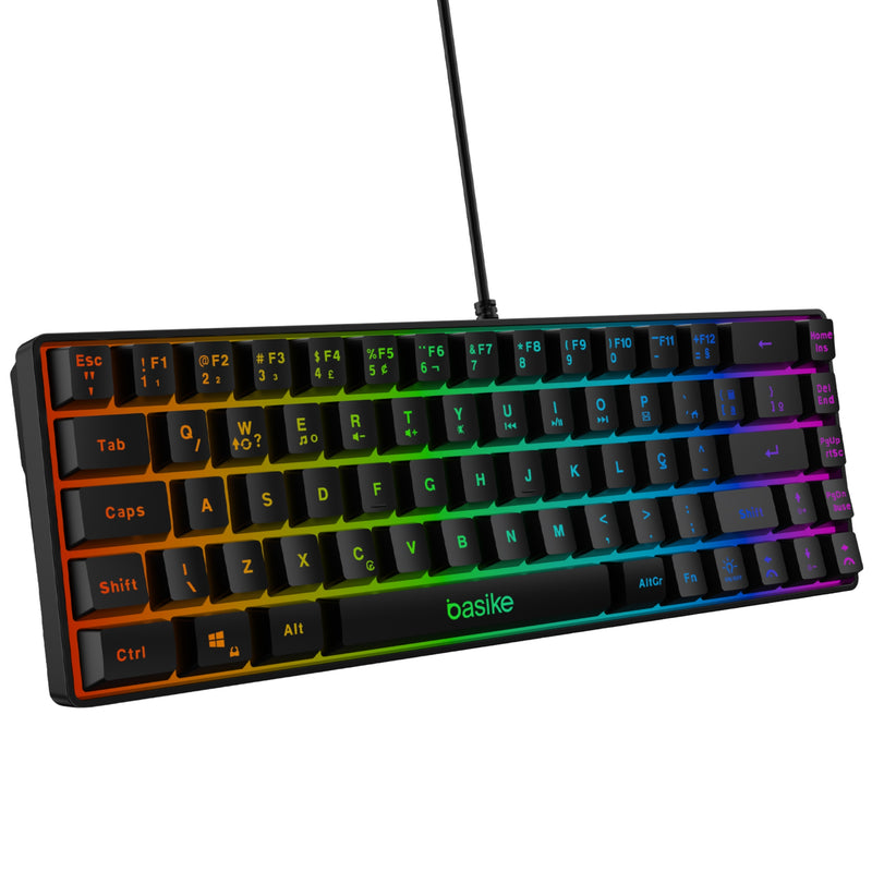 Teclado de Computador Basike Ba Key 307 USB Rainbow Rgb Backlinght Ergonômico