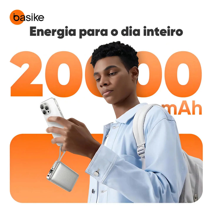 Power Bank Basike B203 20.000mAh Carregamento Rápido Portátil 45 W 3 Sáidas - Basike Brasil Oficial