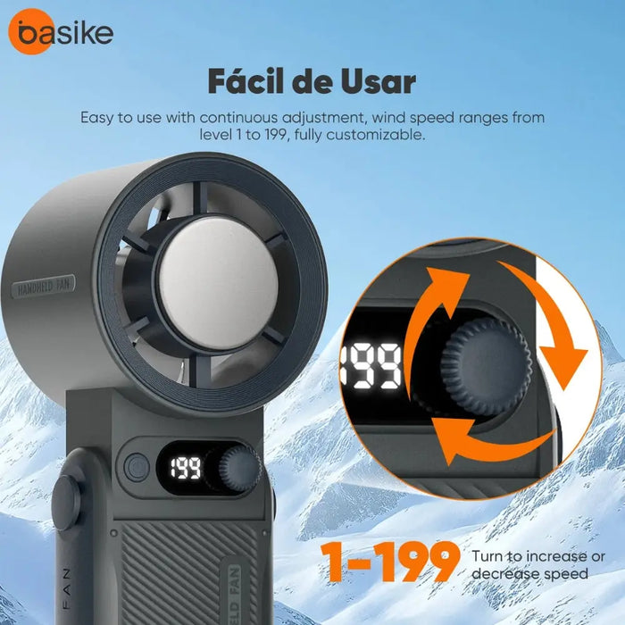 Ventilador De Mão Portatil Basike Ba FAN 330 Recarregavel Display Led 20000 RPM - Basike Brasil Oficial