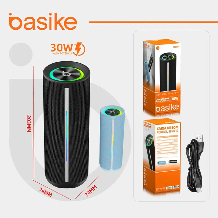 Caixa de Som Basike Ba RAD 281 Sem fio Portátil Bluetooth 30 W 4000mah Wireless Com FM - Basike Brasil Oficial