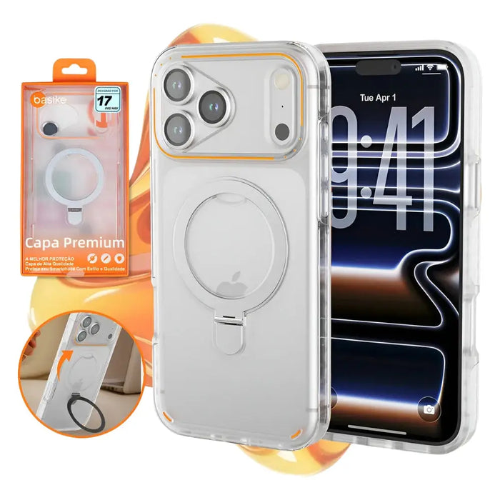 Capa Capinha para Celular Basike BSJ - 385 para Iphone Com Suporte Magsafe 360 Pro Max - Basike Brasil Oficial