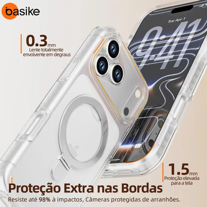 Capa Capinha para Celular Basike BSJ - 385 para Iphone Com Suporte Magsafe 360 Pro Max - Basike Brasil Oficial
