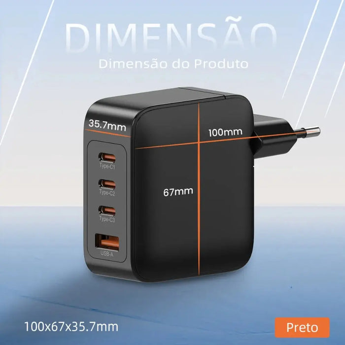 Carregador Basike Ba CAR 050 100W USB-C 3 USB-A 1 Portas Rápido Premium - Basike Brasil Oficial
