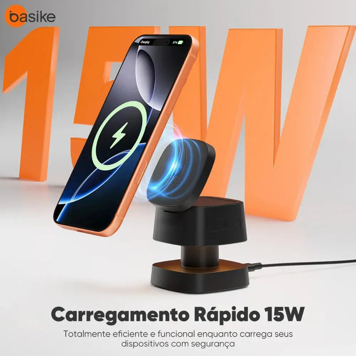 Carregador por Indução Basike Ba WXC 279 Sem Fio Turbo 15 4 em 1 Luz - Basike Brasil Oficial