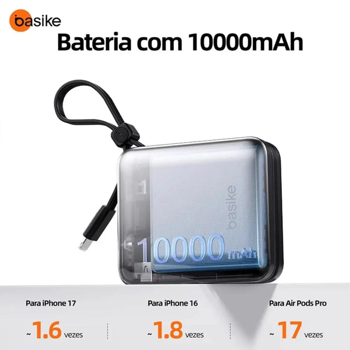 Power Bank Basike B200B  10.000mAh 22.5W Mini Carregamento Com FIO e Magsafe - Basike Brasil Oficial