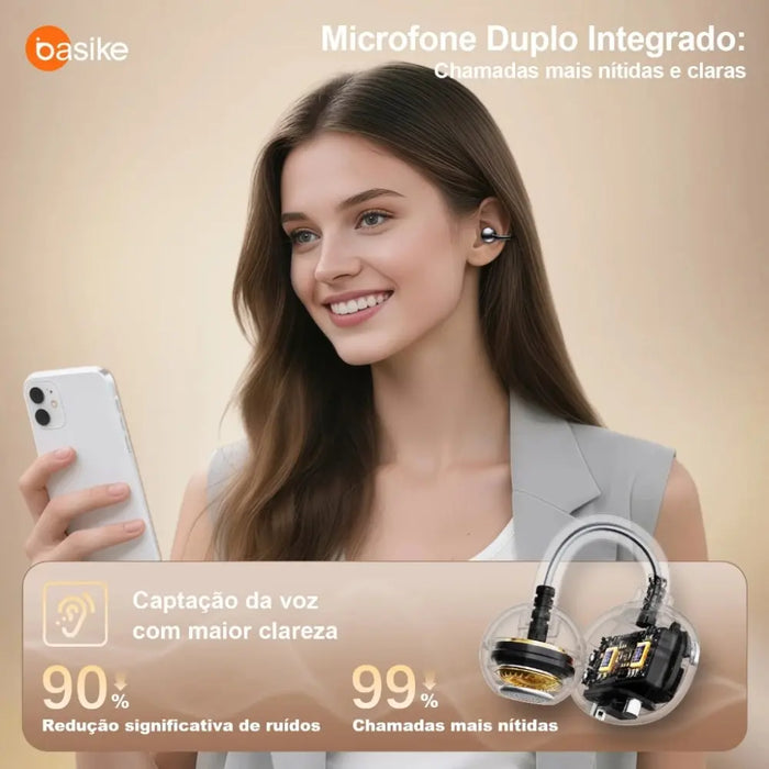 Fone de Ouvido Basike Ba FON 261 Bluetooth Sem Fio Tws Tipo Clipe Som Estereo - Basike Brasil Oficial