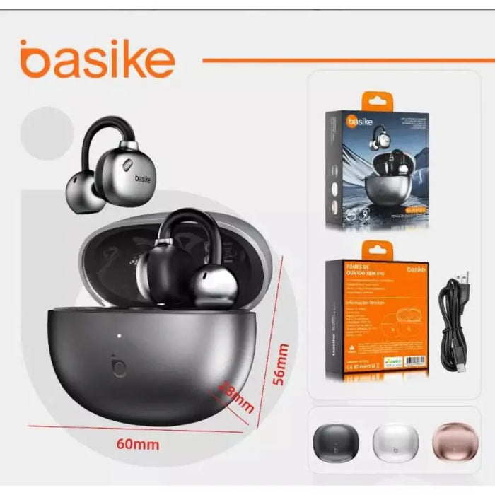 Fone de Ouvido Basike Ba FON 261 Bluetooth Sem Fio Tws Tipo Clipe Som Estereo - Basike Brasil Oficial