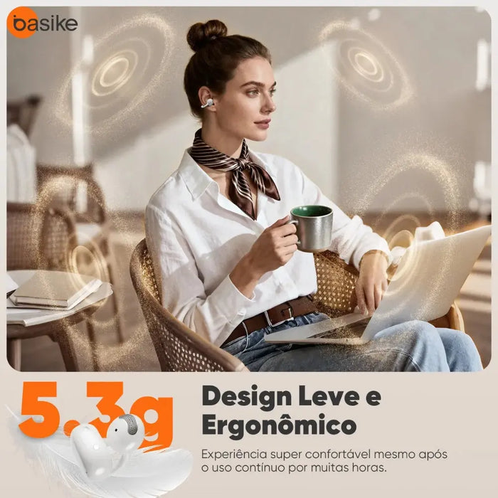 Fone de Ouvido Basike Ba FON 349 Sem Fio Com Cancelamento de Ruido ENC 30 horas Tipo Clips - Basike Brasil Oficial