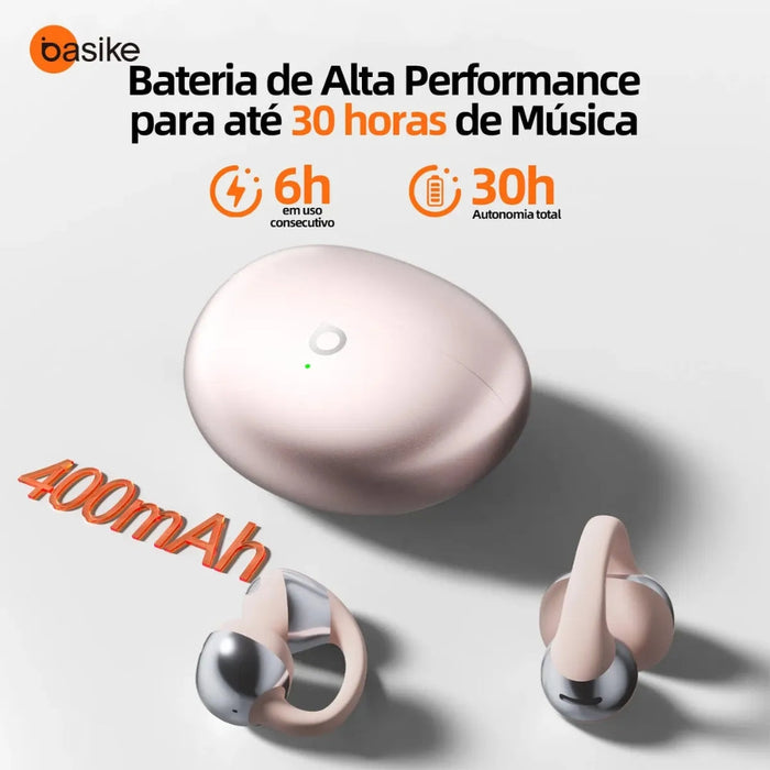 Fone de Ouvido Basike Ba FON 261A Open-Ear Sem Fio TWS Tipo Clipe Basike