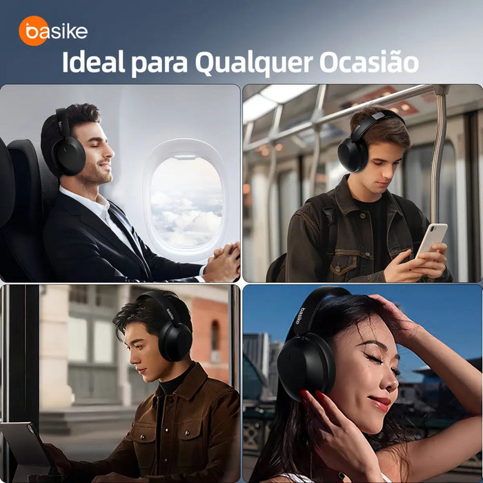Fone De Ouvido Basike Ba FON 192 Bluetooth Com Cancelamento de Ruído Over Ear Basike