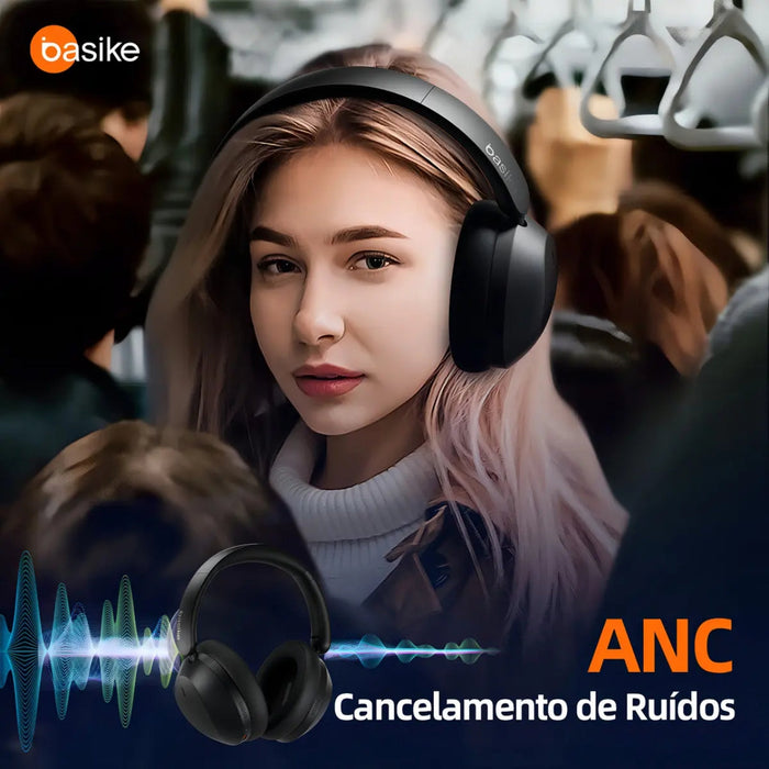 Fone De Ouvido Basike Ba FON 192 Bluetooth Com Cancelamento de Ruído Over Ear Basike