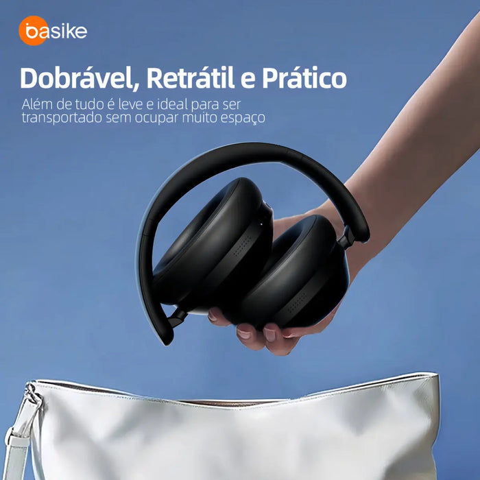 Fone De Ouvido Basike Ba FON 192 Bluetooth Com Cancelamento de Ruído Over Ear Basike