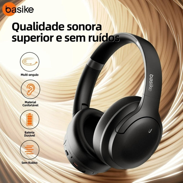 Fone de Ouvido Basike Ba FON 193 Bluetooth Duração de 40 horas Com Cancelamento de Ruido Basike