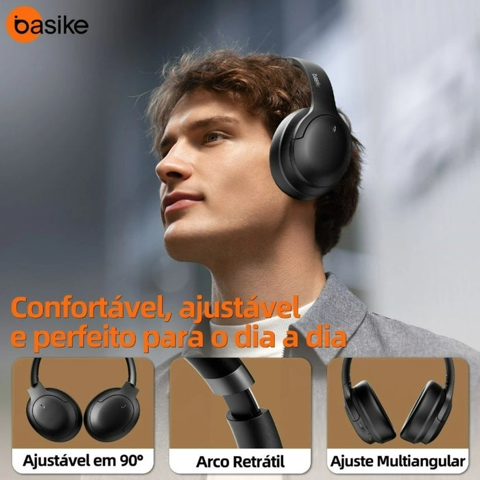 Fone de Ouvido Basike Ba FON 193 Bluetooth Duração de 40 horas Com Cancelamento de Ruido Basike