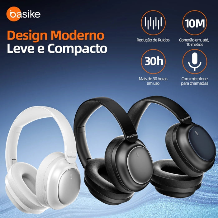 Fone de Ouvido Basike Ba FON 144 ANC 30 horas Estéreo Bluetooth 5.4 Com Microfone Basike