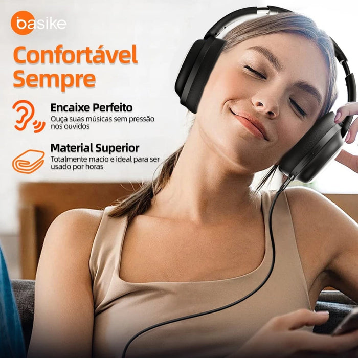 Fone de Ouvido Basike Ba FON 144 ANC 30 horas Estéreo Bluetooth 5.4 Com Microfone Basike