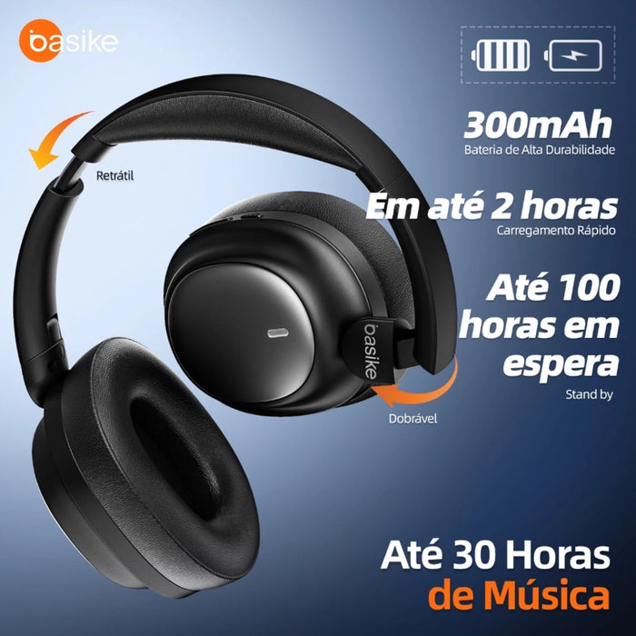 Fone de Ouvido Basike Ba FON 144 ANC 30 horas Estéreo Bluetooth 5.4 Com Microfone Basike