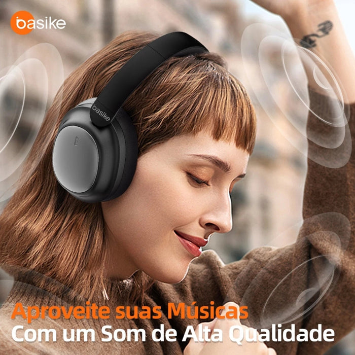 Fone de Ouvido Basike Ba FON 144 ANC 30 horas Estéreo Bluetooth 5.4 Com Microfone Basike
