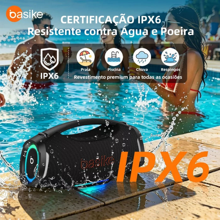 Caixa de Som Basike Ba RAD 439 300W Bluetooth Portátil Boombox 26000mAh IPX6 À Prova D`água RGB TWS Basike