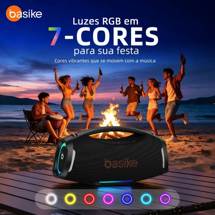 Caixa de Som Basike Ba RAD 439 300W Bluetooth Portátil Boombox 26000mAh IPX6 À Prova D`água RGB TWS Basike