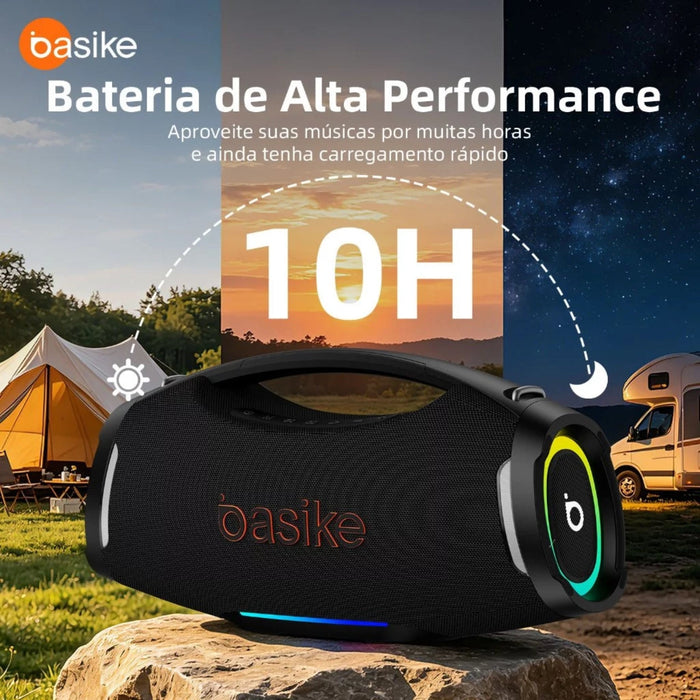Caixa de Som Basike Ba RAD 439 300W Bluetooth Portátil Boombox 26000mAh IPX6 À Prova D`água RGB TWS Basike