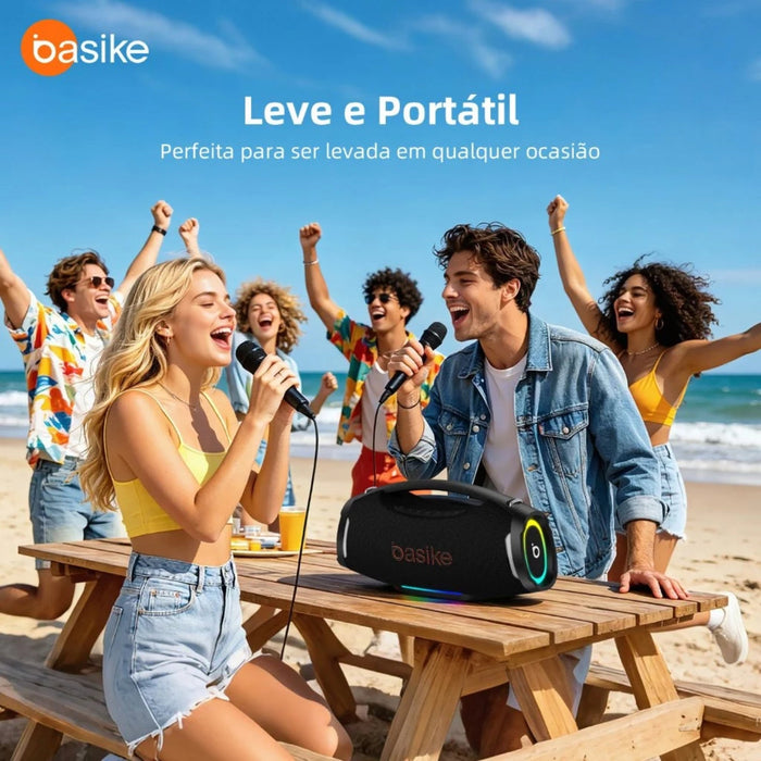 Caixa de Som Basike Ba RAD 439 300W Bluetooth Portátil Boombox 26000mAh IPX6 À Prova D`água RGB TWS Basike