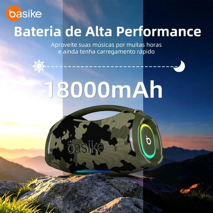 Caixa de Som Basike Ba RAD 438 200W Graves Fortes 18000mAh IPX6 RGB e TWS Basike