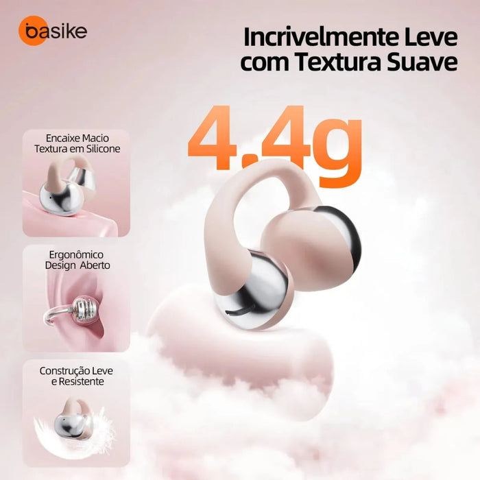 Fone de Ouvido Basike Ba FON 261A Open-Ear Sem Fio TWS Tipo Clipe Basike