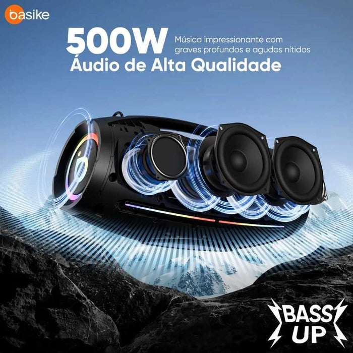 Caixa de Som Basike Ba RAD 441 500W Portátil À Prova d`água 60000mAh Basike