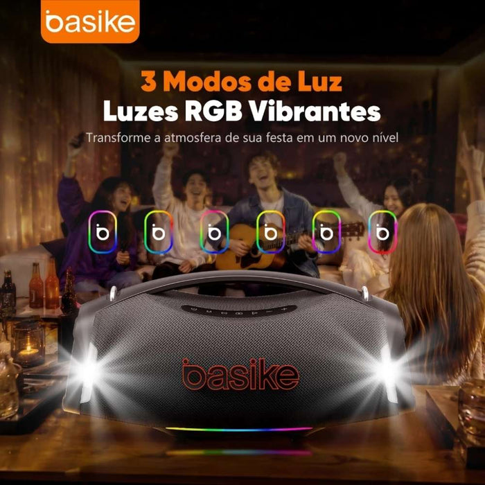 Caixa de Som Portátil Basike Ba RAD 440 Bluetooth 500W Graves Fortes 60000mAh IPX6 À Prova D'água RGB TWS Basike