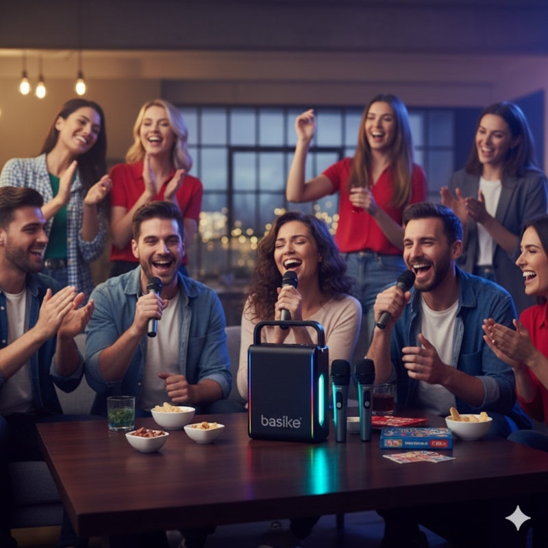 Caixa de Som Basike Ba RAD 237 80W Bluetooth com 2 Microfones Karaokê Potente