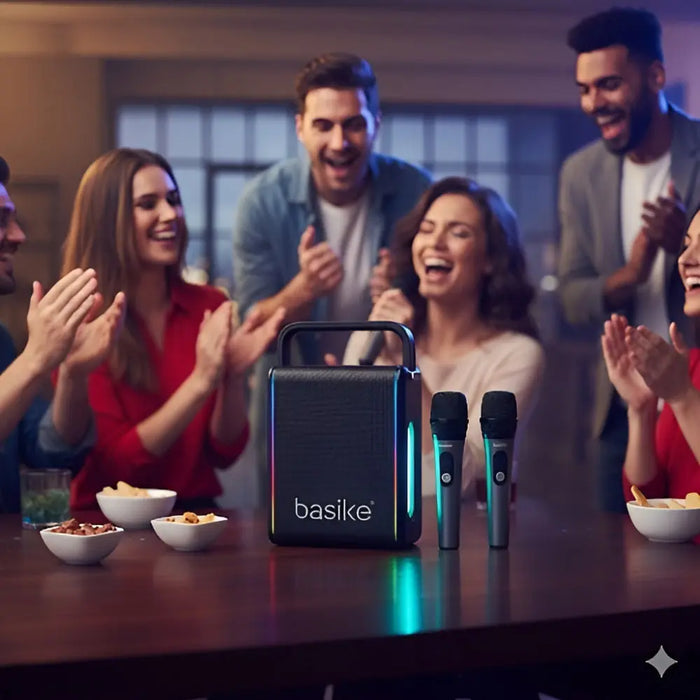 Caixa de Som Basike Ba RAD 237 80W Bluetooth com 2 Microfones Karaokê Potente - Basike Brasil Oficial
