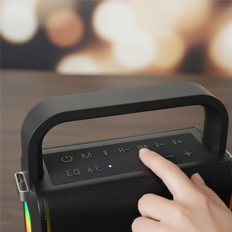 Caixa de Som Basike Ba RAD 237 80W Bluetooth com 2 Microfones Karaokê Potente