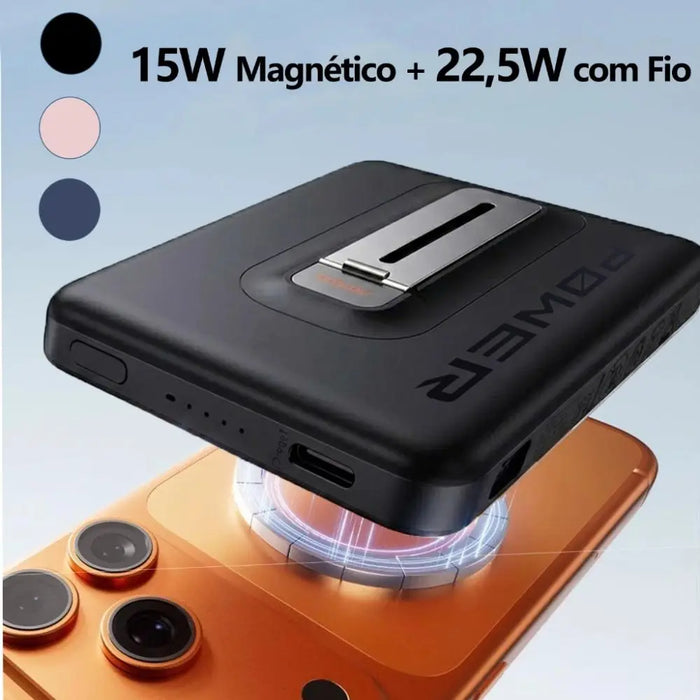 Power Bank BASIKE BA-POW219A 10000mAh Magnético com Carregamento Sem Fio 15W e Carga Rápida 22,5W Basike