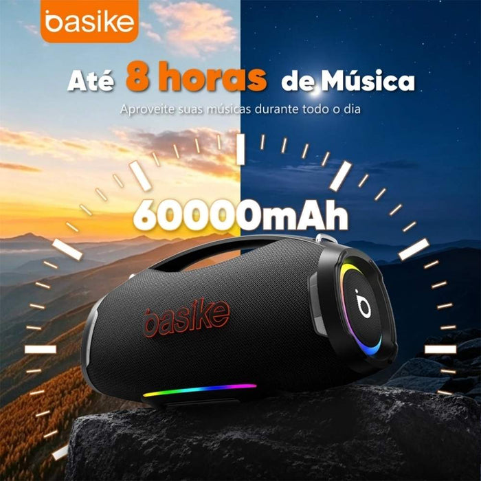 Caixa de Som Portátil Basike Ba RAD 440 Bluetooth 500W Graves Fortes 60000mAh IPX6 À Prova D'água RGB TWS Basike