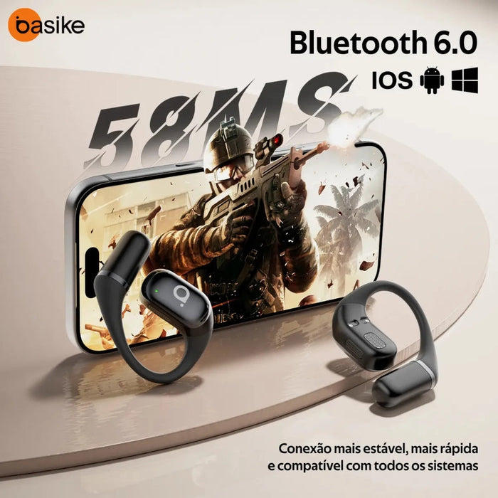 Fone de Ouvido Basike Ba FON 239A Bluetooth Tipo Gancho com Display Anti Ruido Basike
